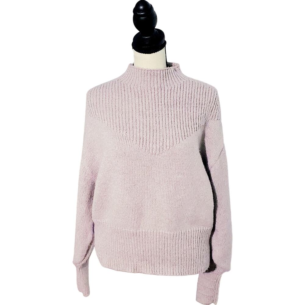 😺 Zenana Womans Purple Mock Neck Sweater Size Large Cozy Cottagecore Minimalist